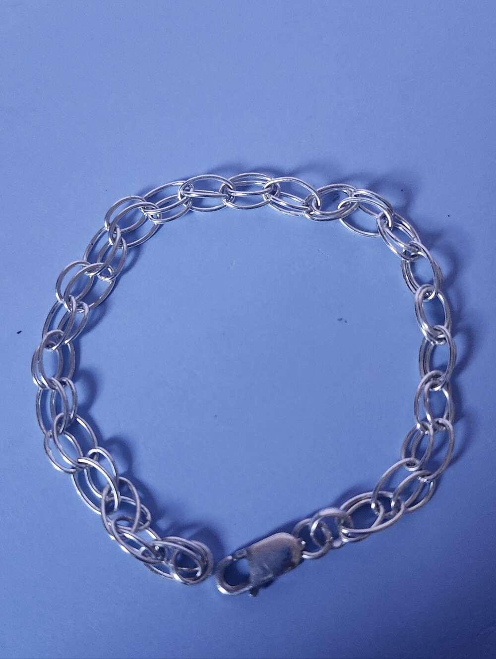 Gorgeous Double-Link Chain Bracelet 925 Sterling Silver EUC 7 3/4 IN 6.61 Grams